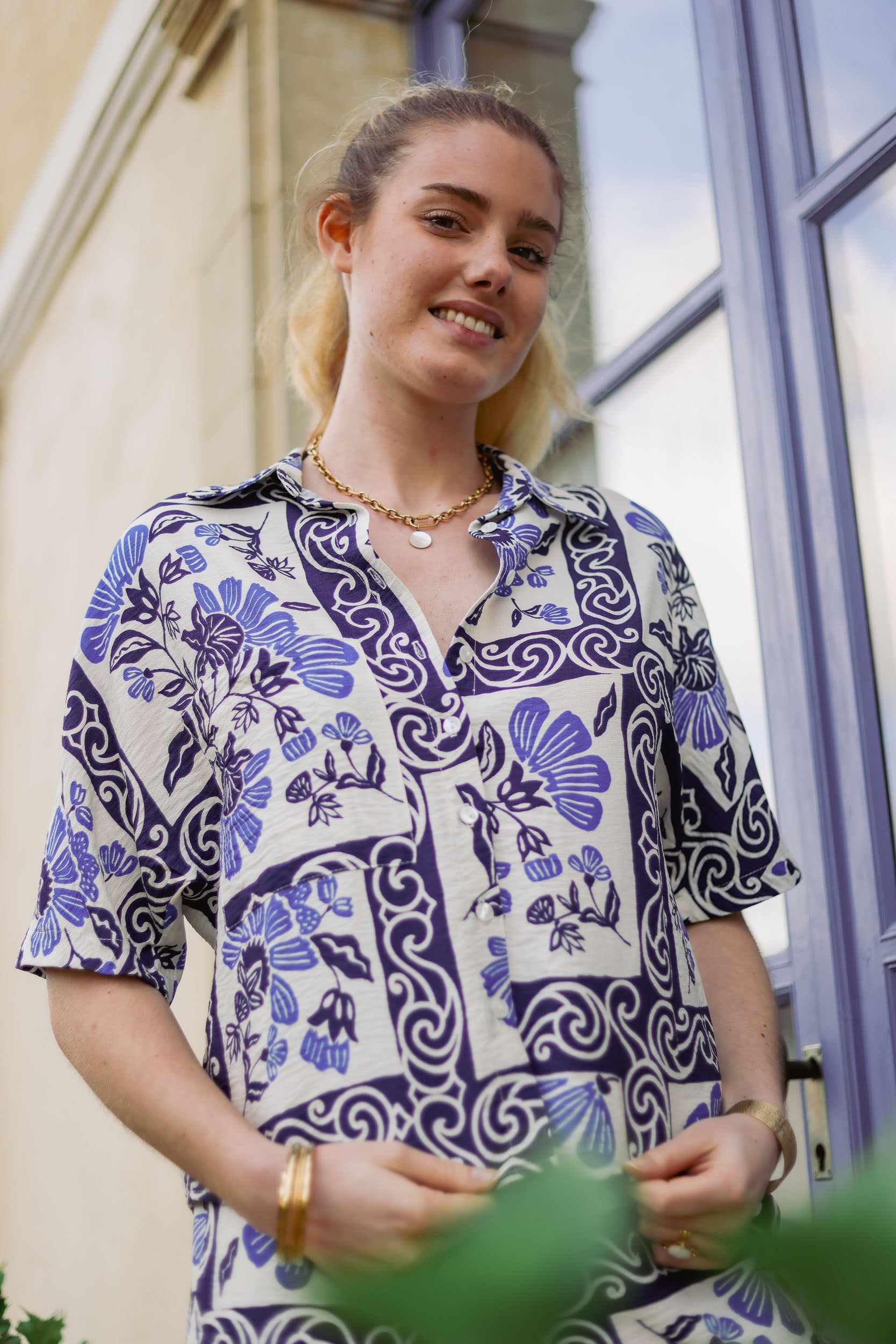 Chemise à motifs carré