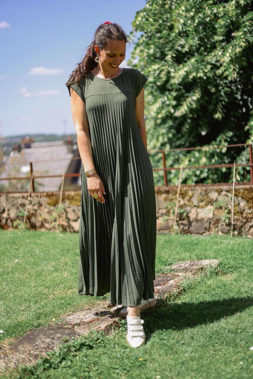 Robe longue plissée