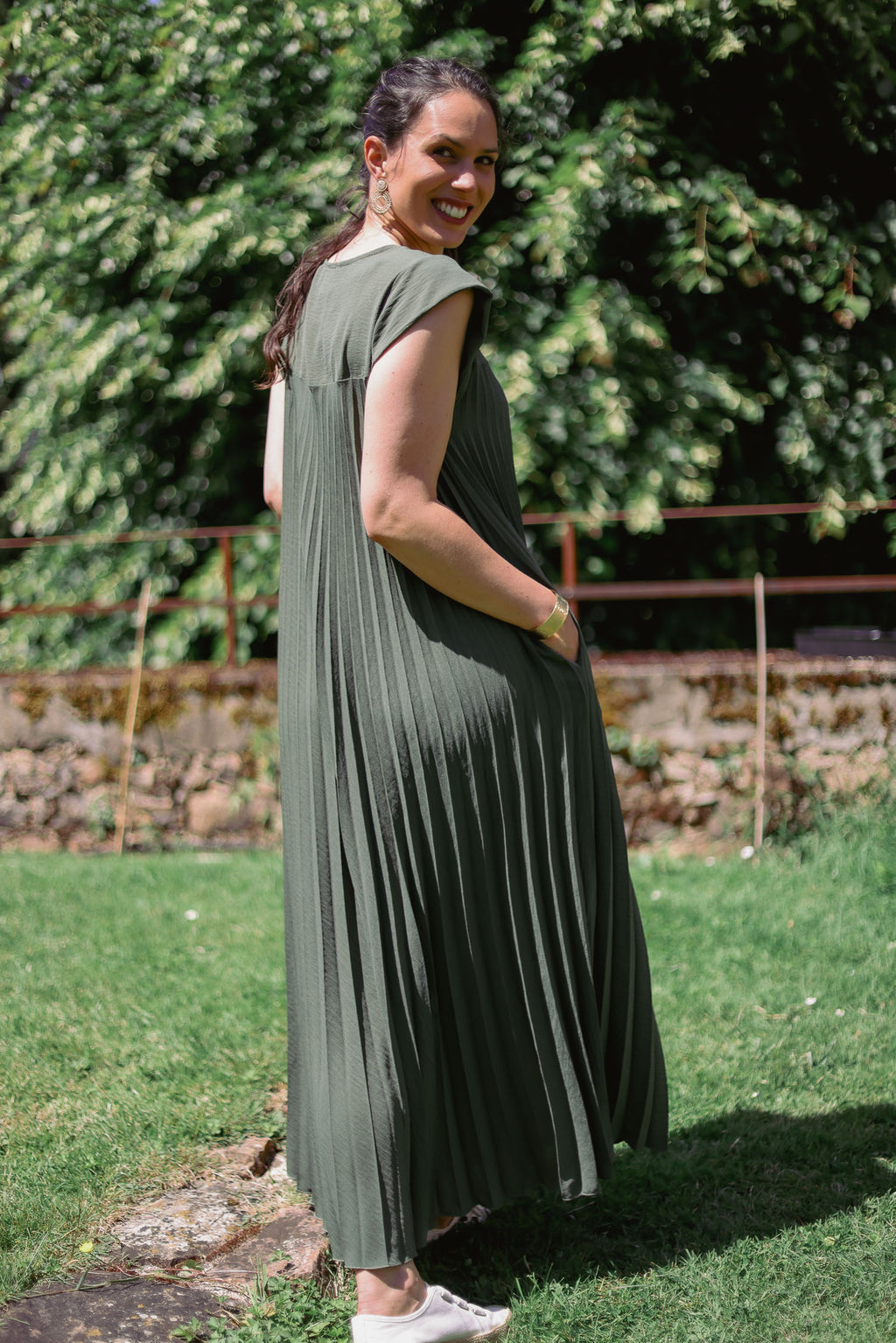 Robe longue plissée