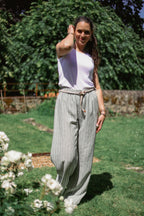 Pantalon fluide rayé