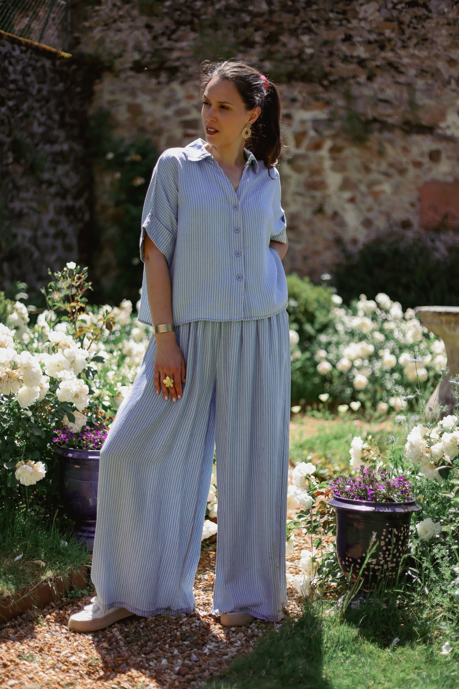 Pantalon fluide rayé