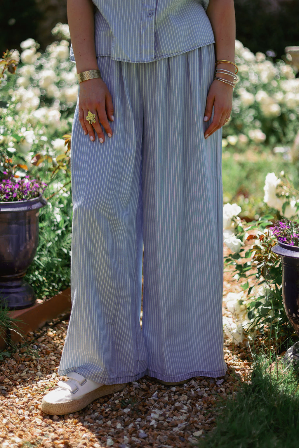 Pantalon fluide rayé