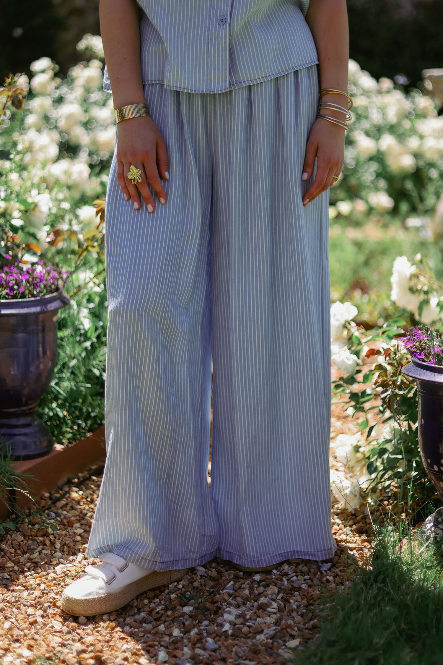 Pantalon fluide rayé