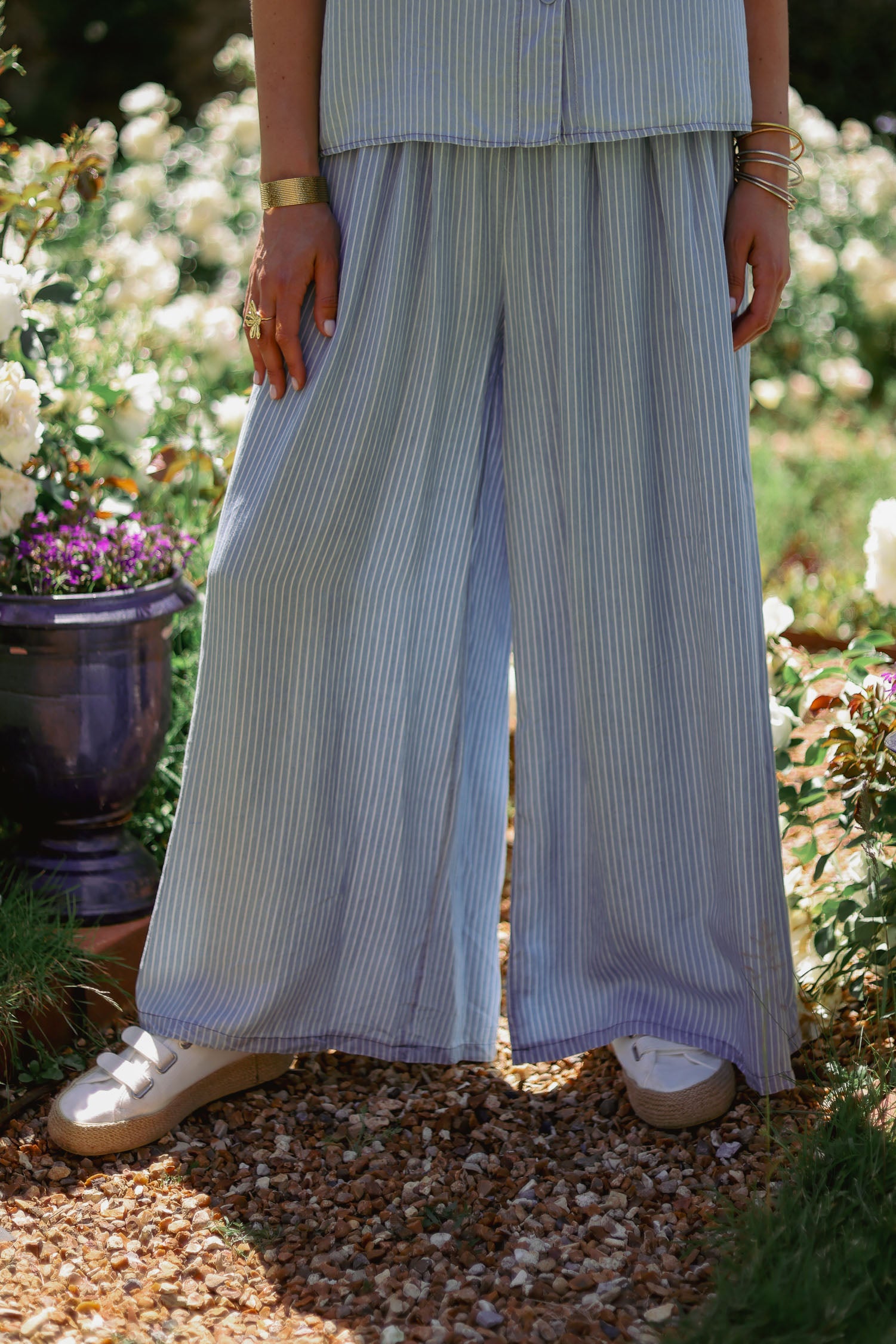 Pantalon fluide rayé