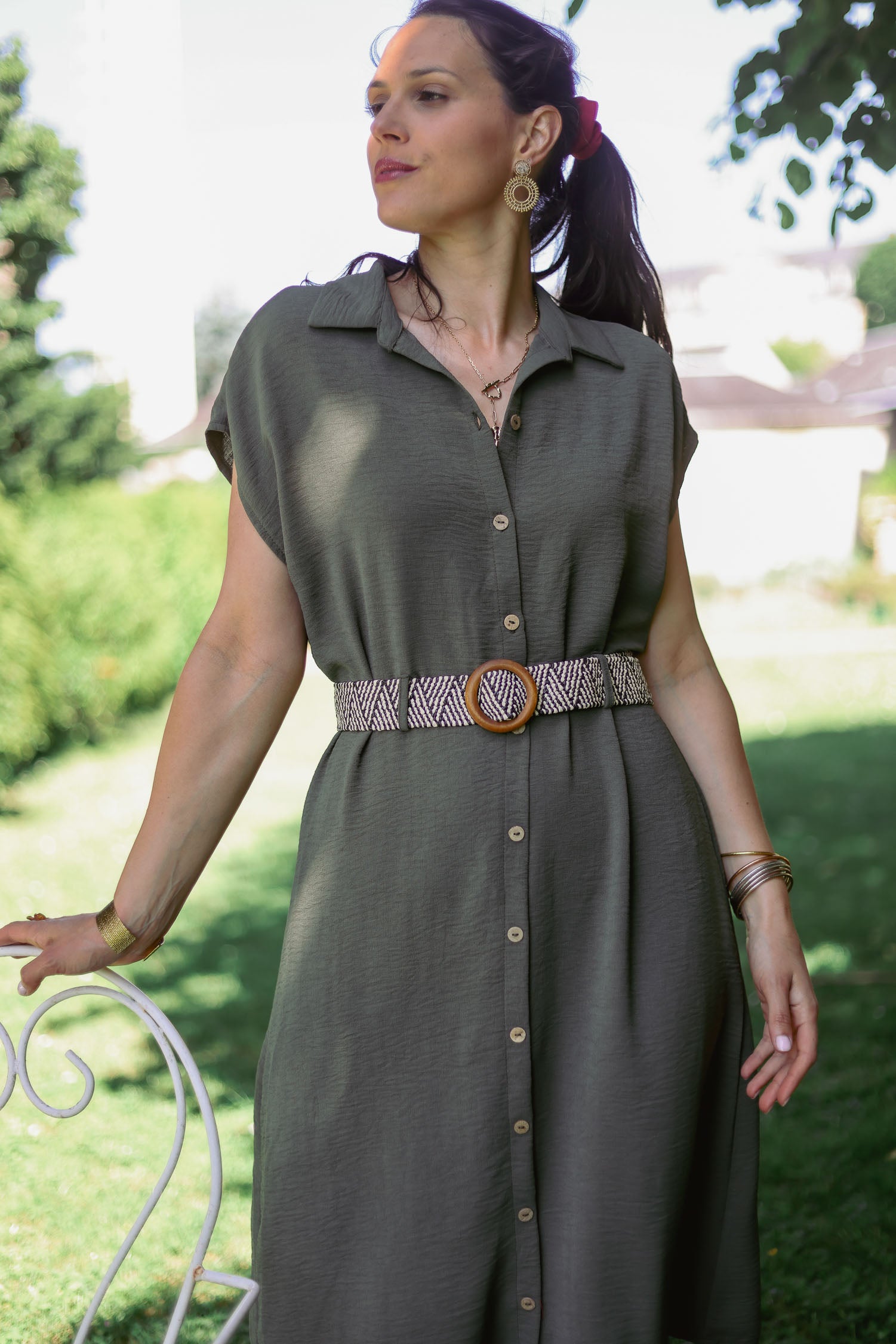 Robe boutonnée uni