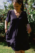 Robe droite col festonné