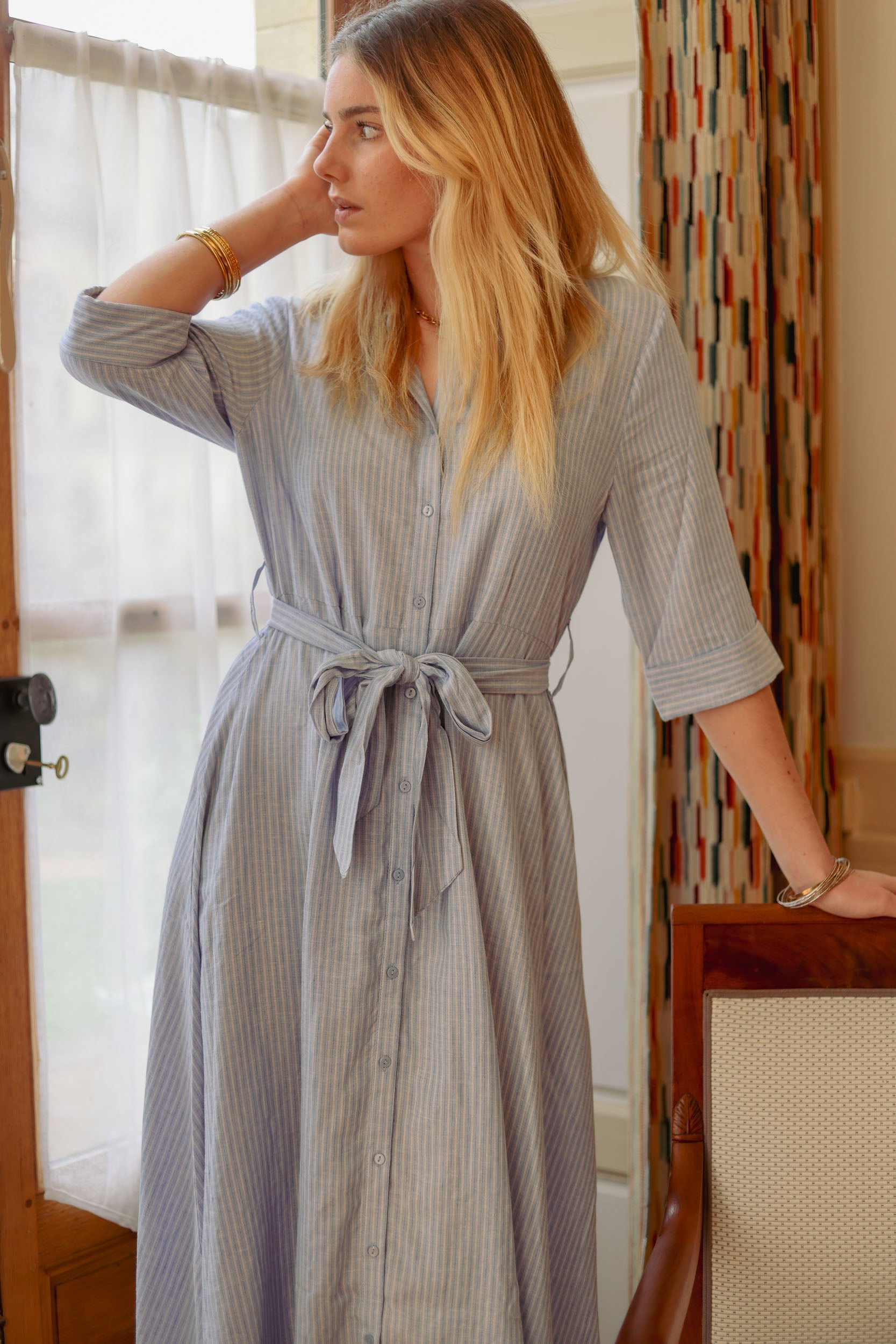 Robe chemise rayée