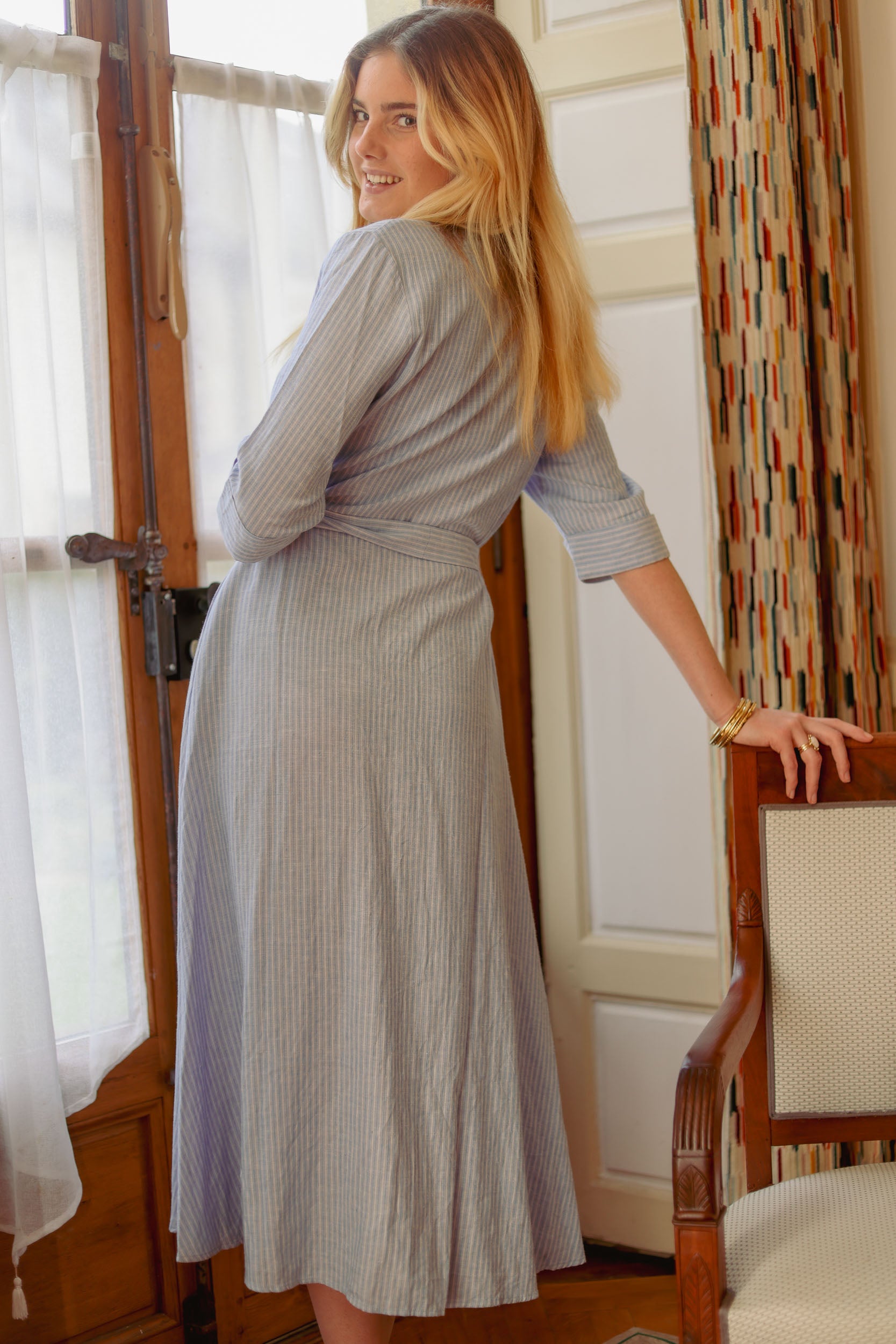 Robe chemise rayée