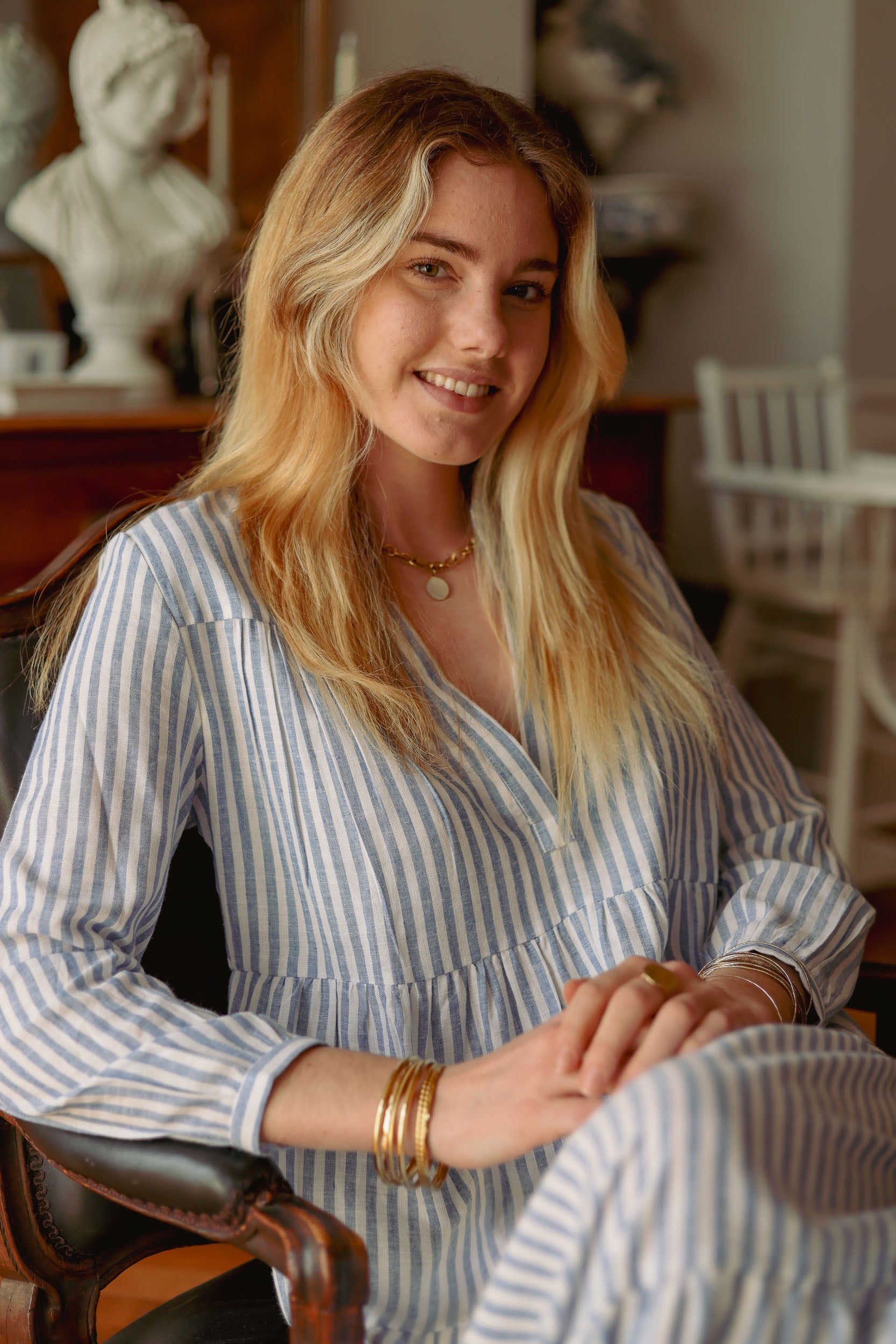 Robe longue rayée