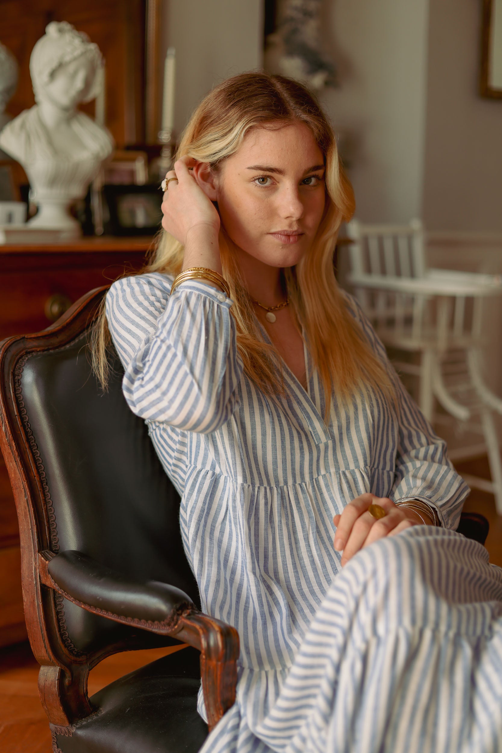 Robe longue rayée