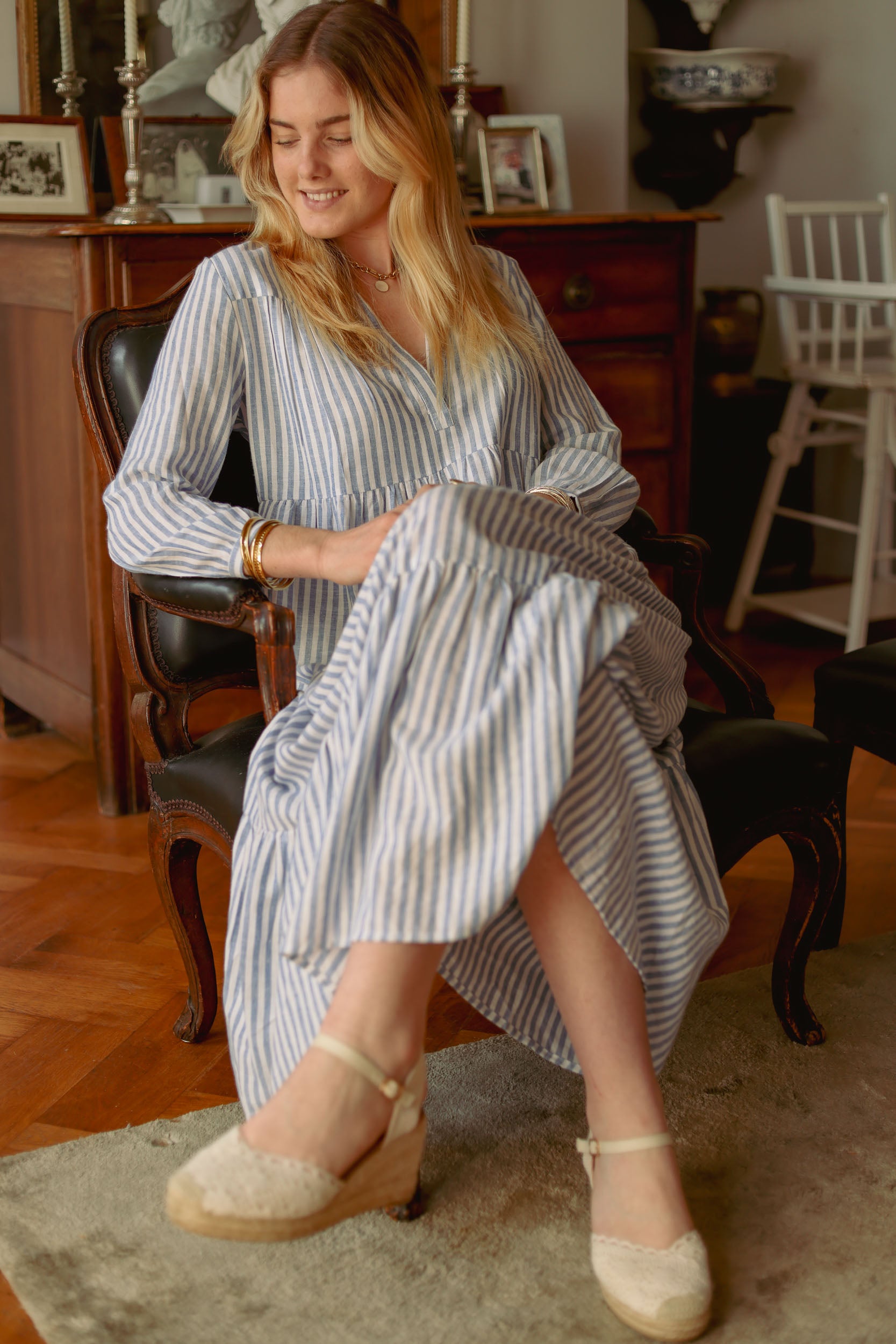 Robe longue rayée