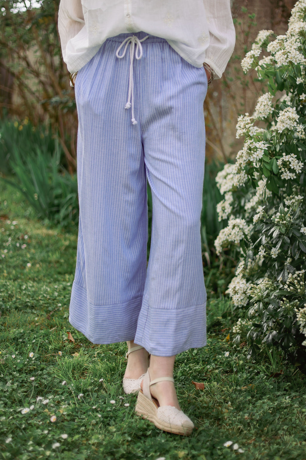 Pantalon large rayé