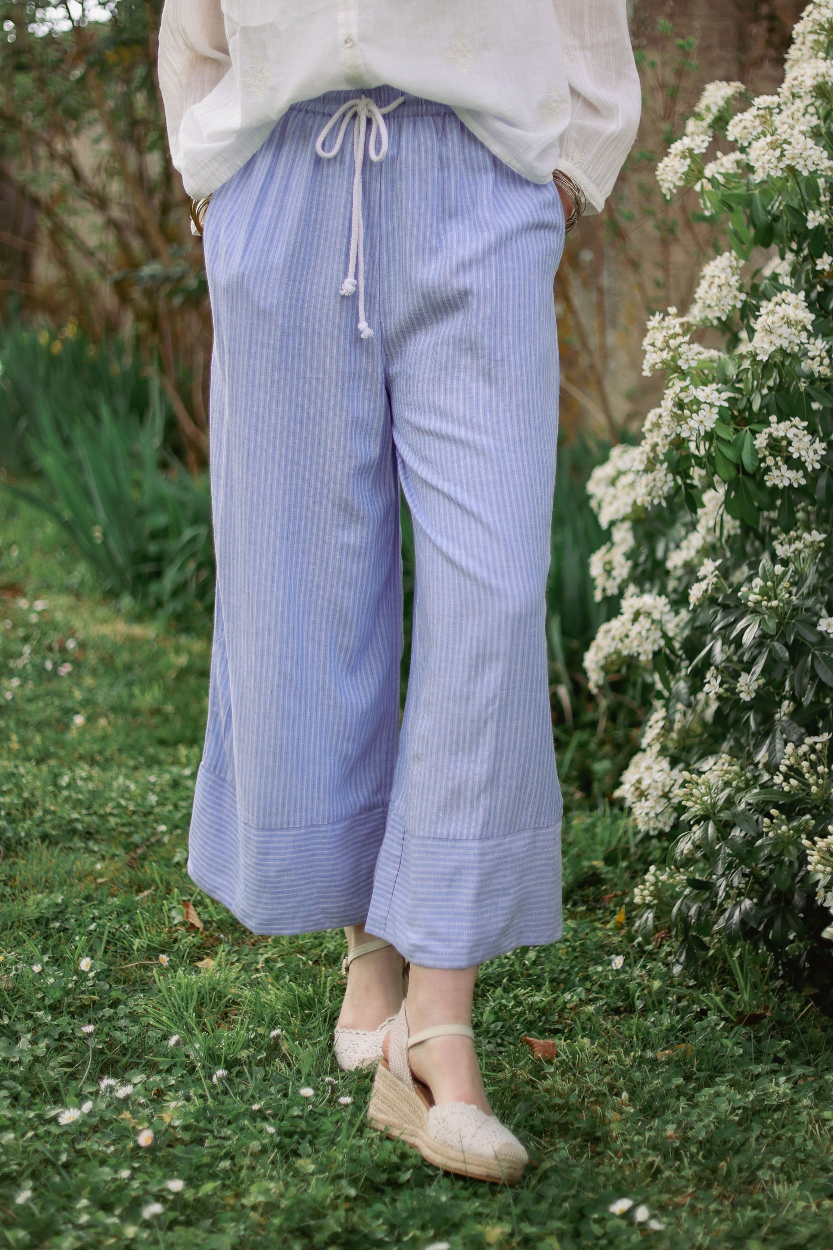 Pantalon large rayé