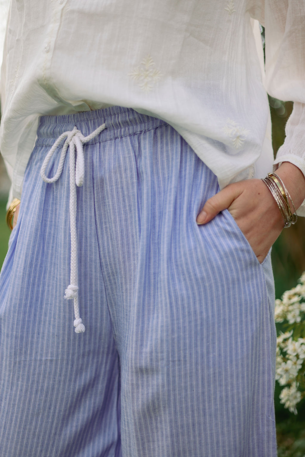 Pantalon large rayé