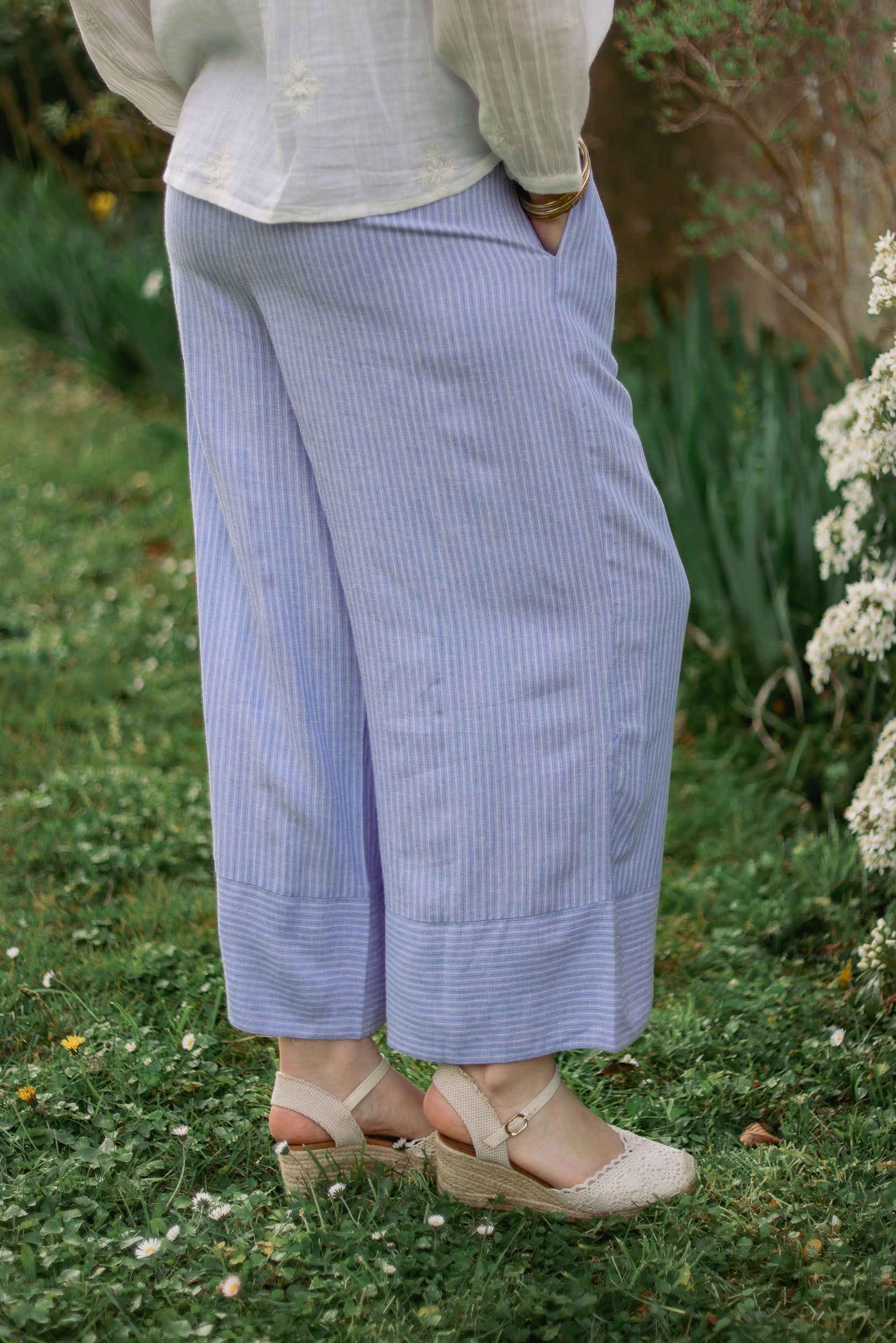 Pantalon large rayé
