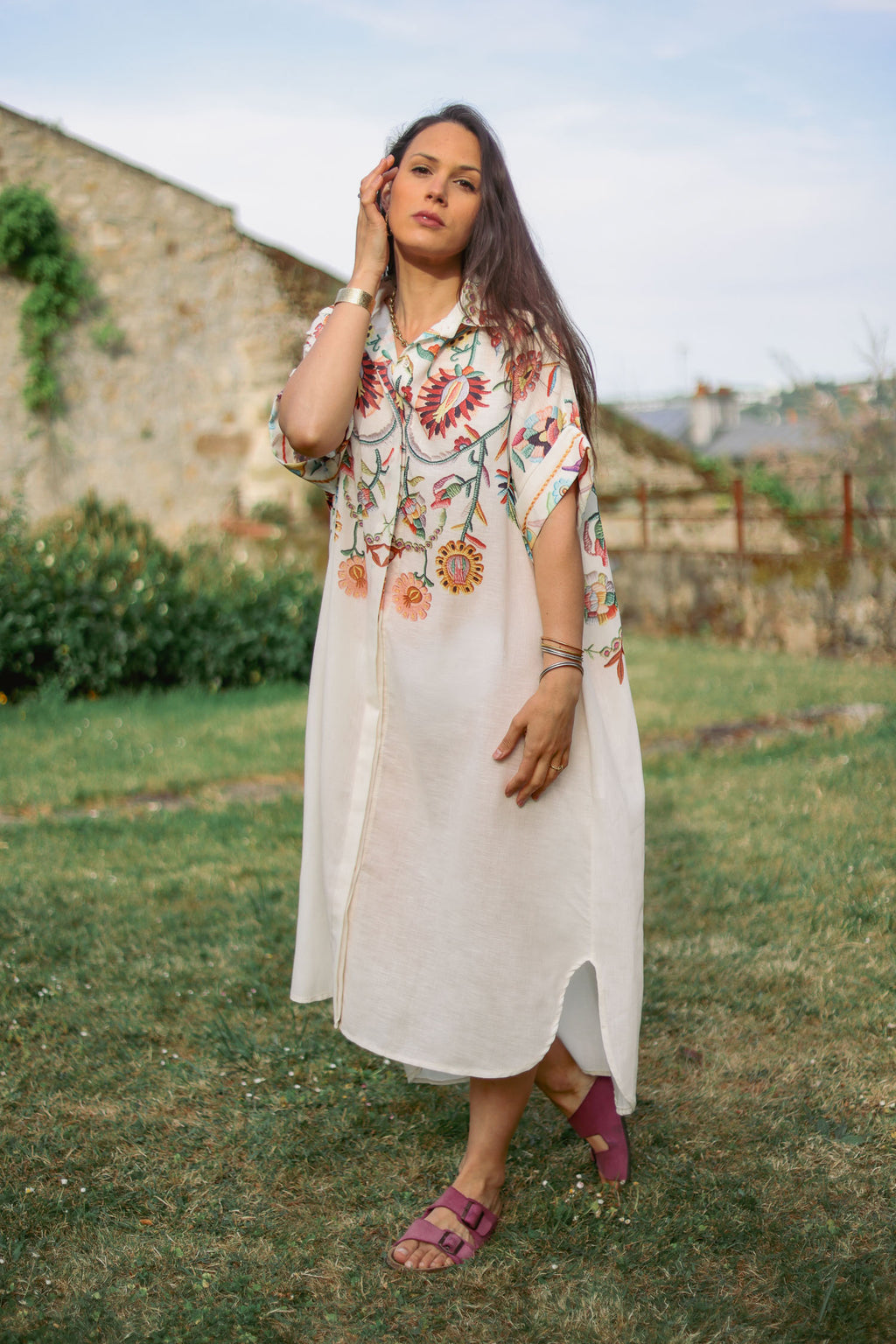 Robe chemise fleurie