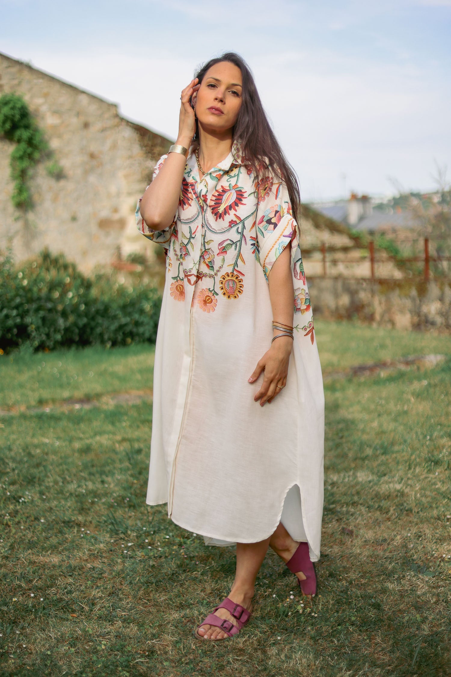 Robe chemise fleurie