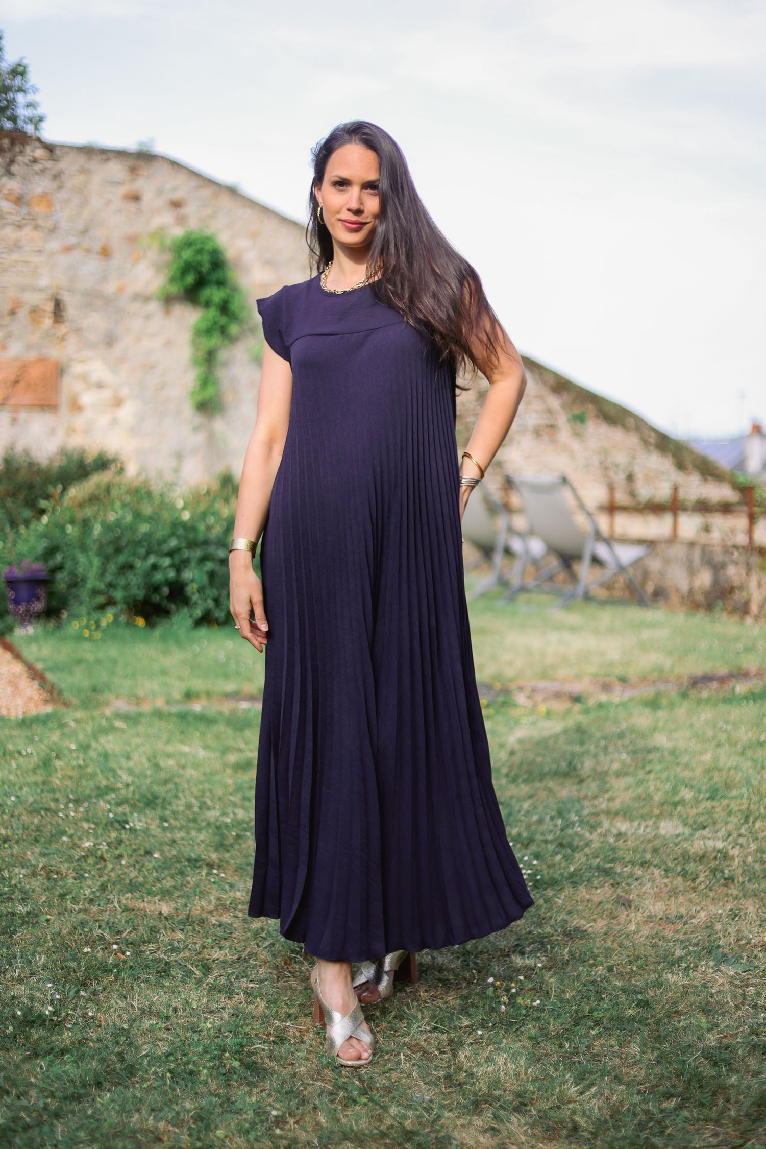 Robe longue bleu marine