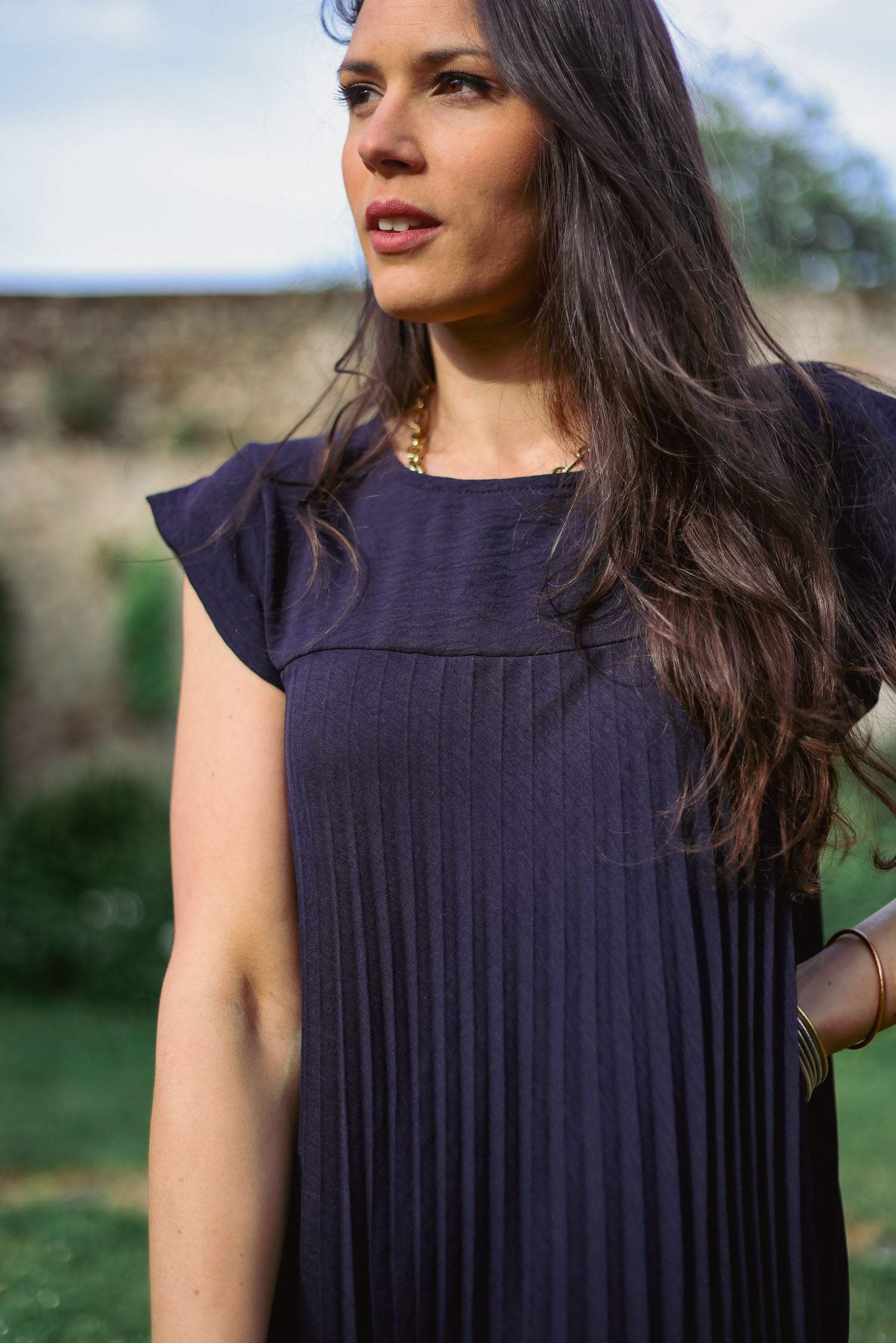Robe longue bleu marine