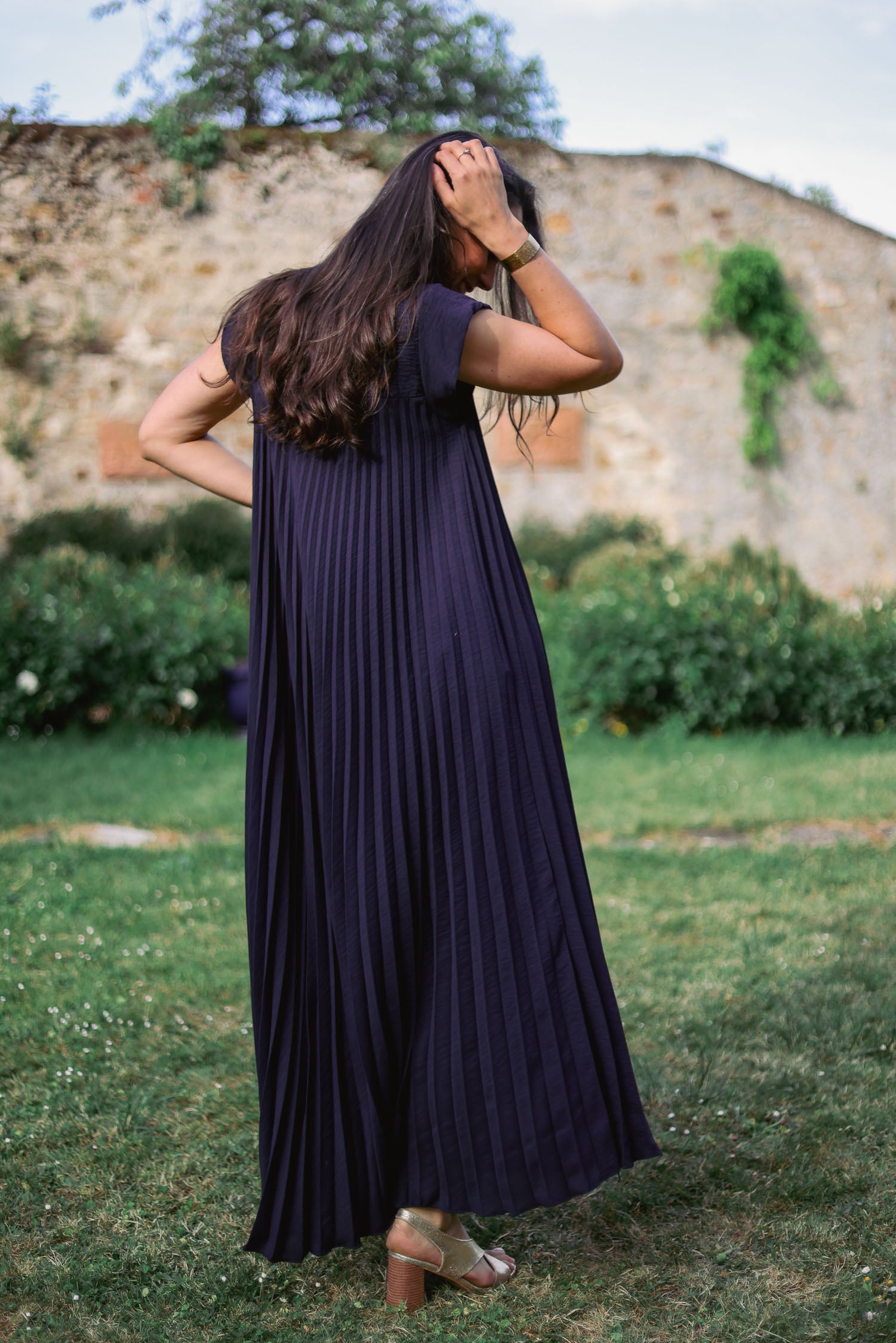 Robe longue bleu marine