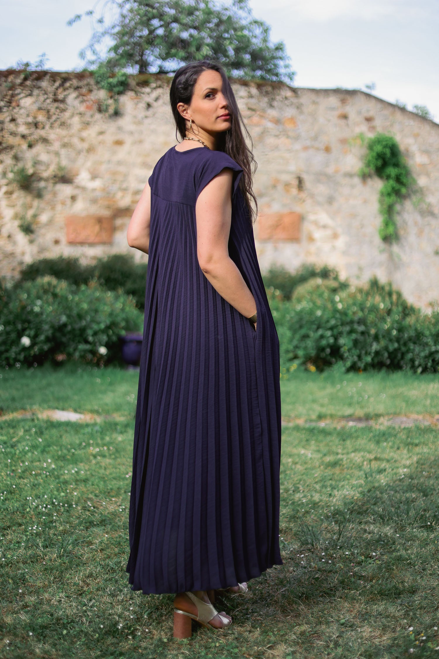 Robe longue bleu marine