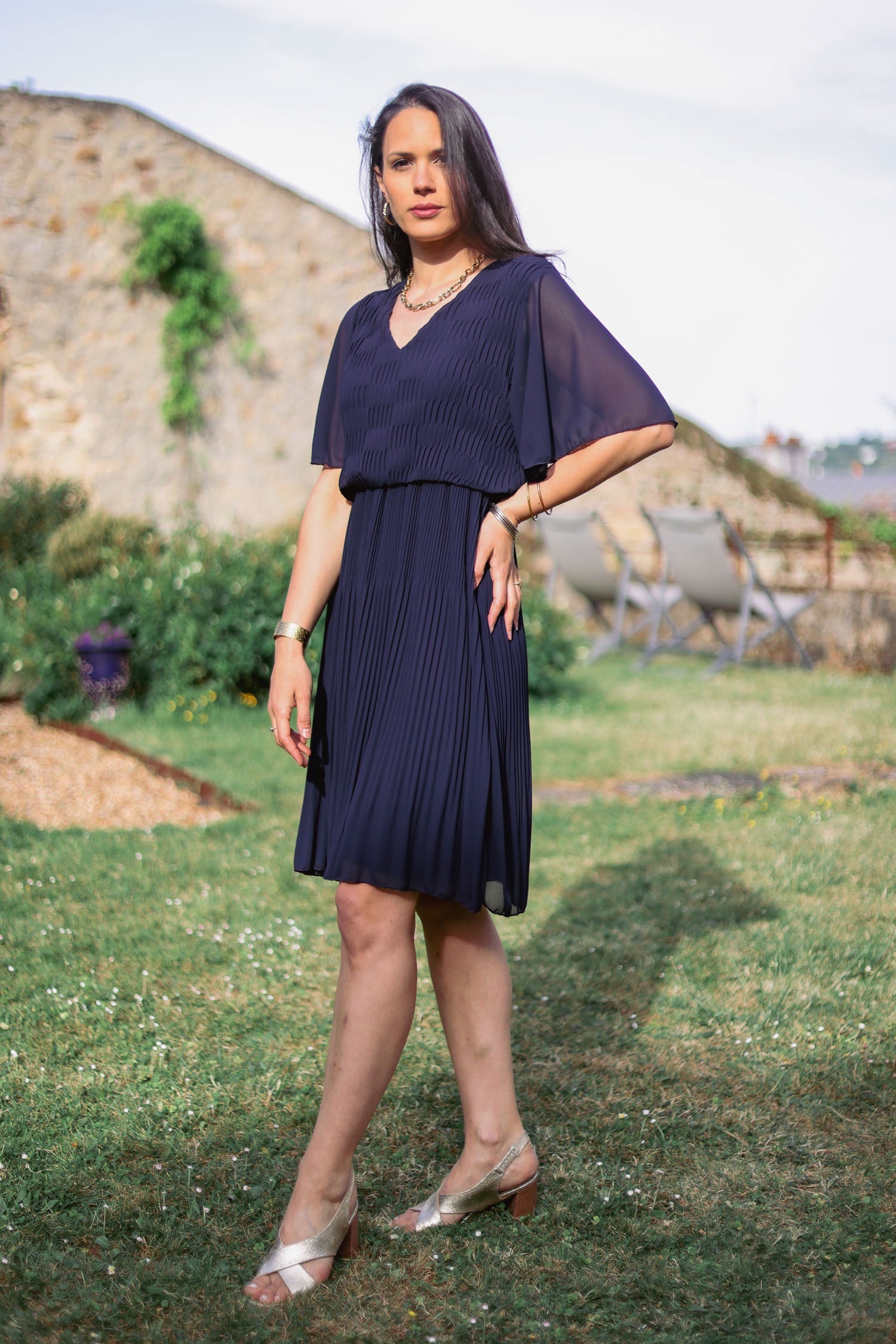 Robe courte plissée