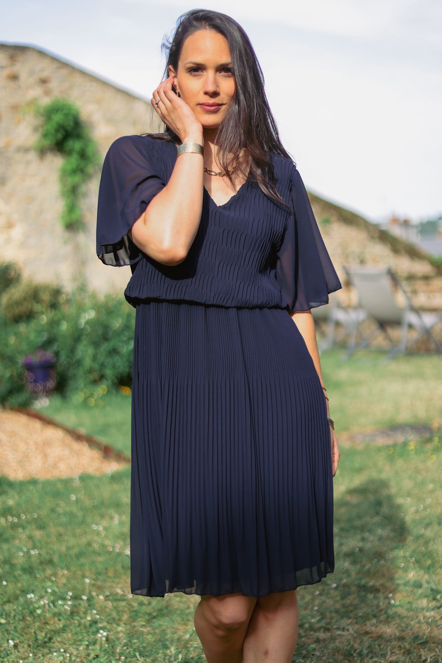 Robe courte plissée