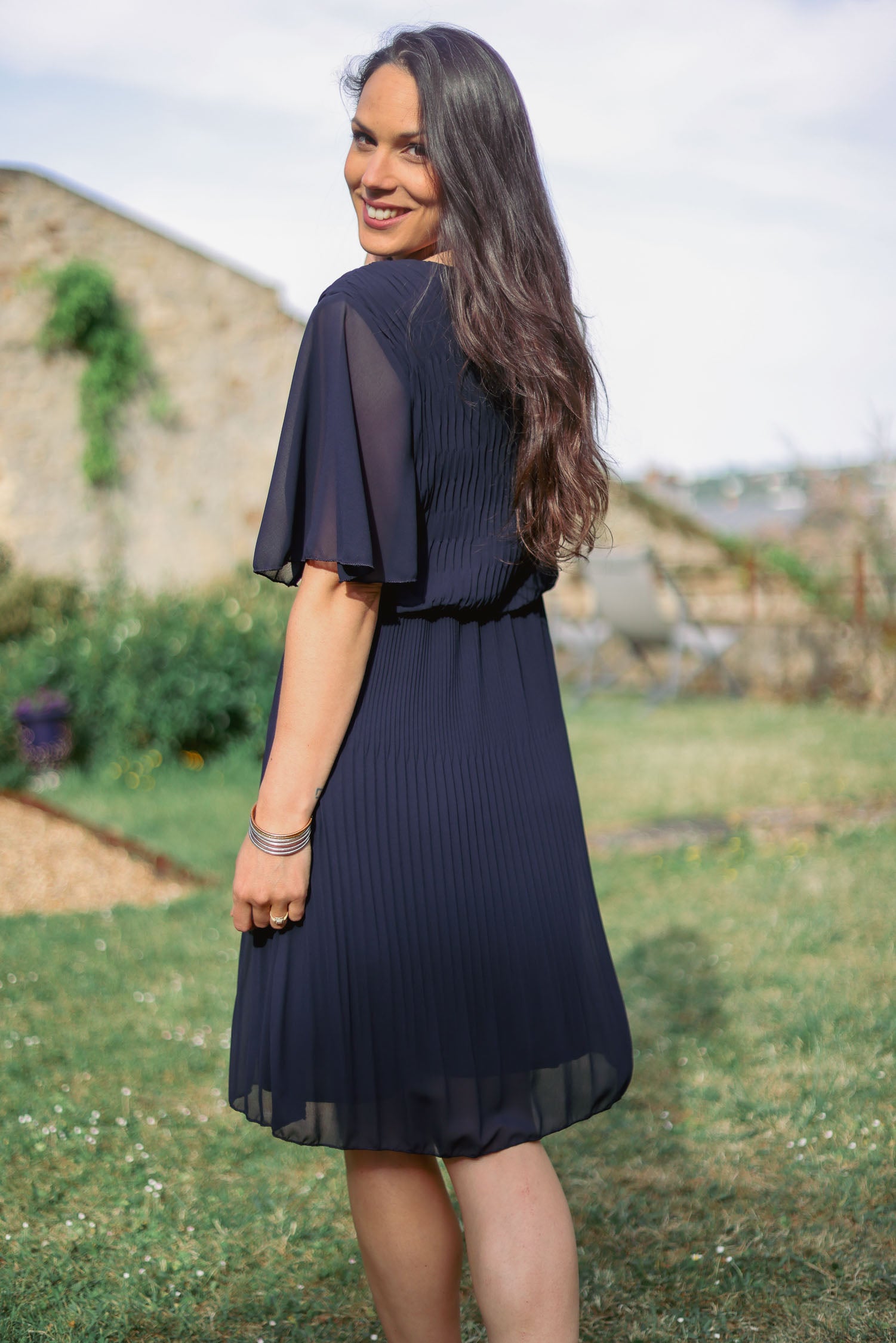 Robe courte plissée