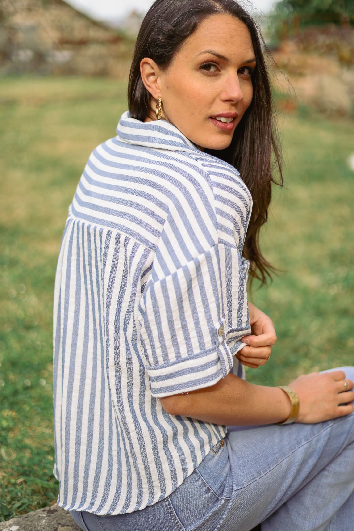 Chemise courte rayée