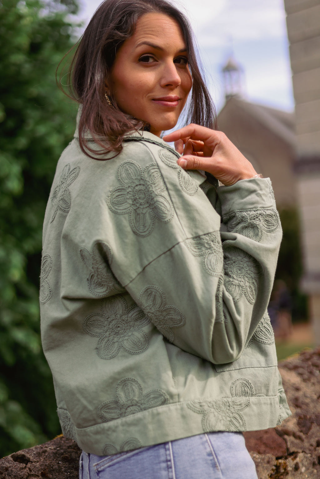 Veste jean brodée