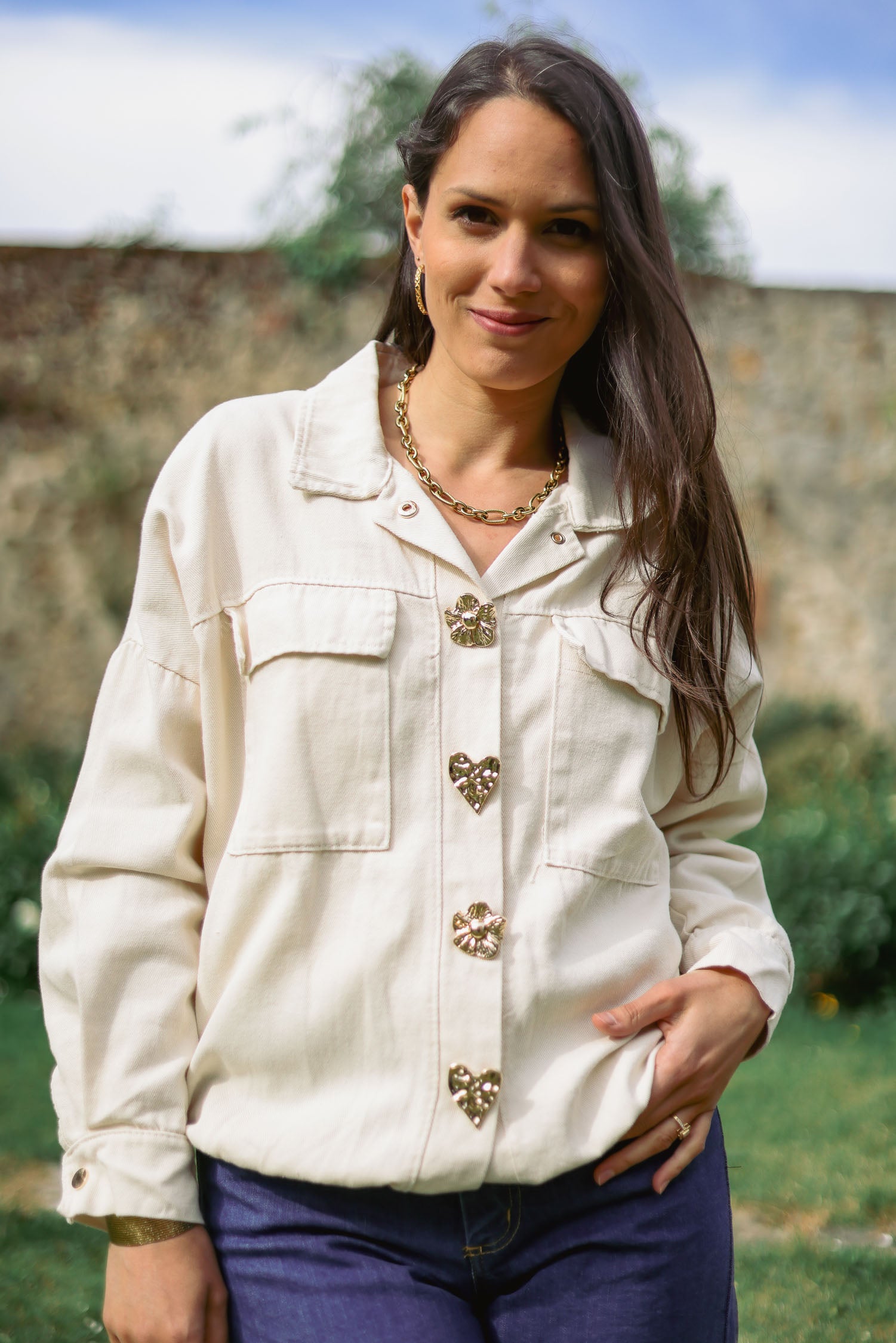 Veste boutons bijoux