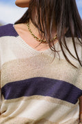 Pull larges rayures lurex