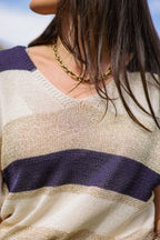 Pull larges rayures lurex