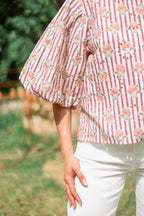 Blouse brodée fleurie