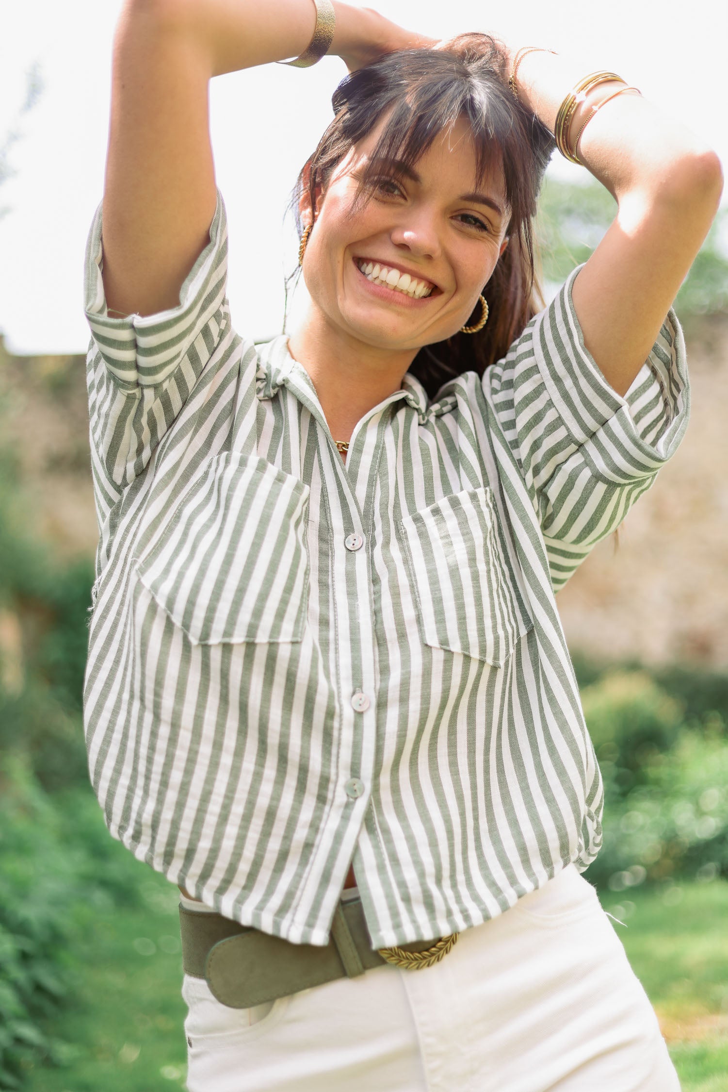 Chemise courte rayée