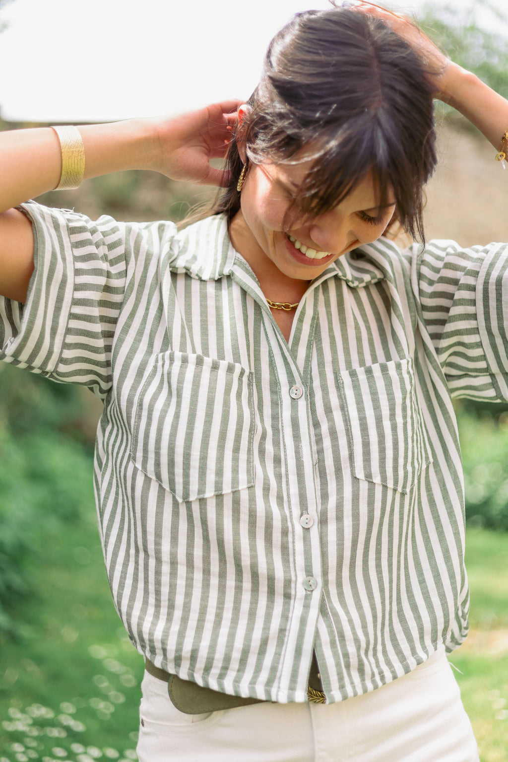 Chemise courte rayée