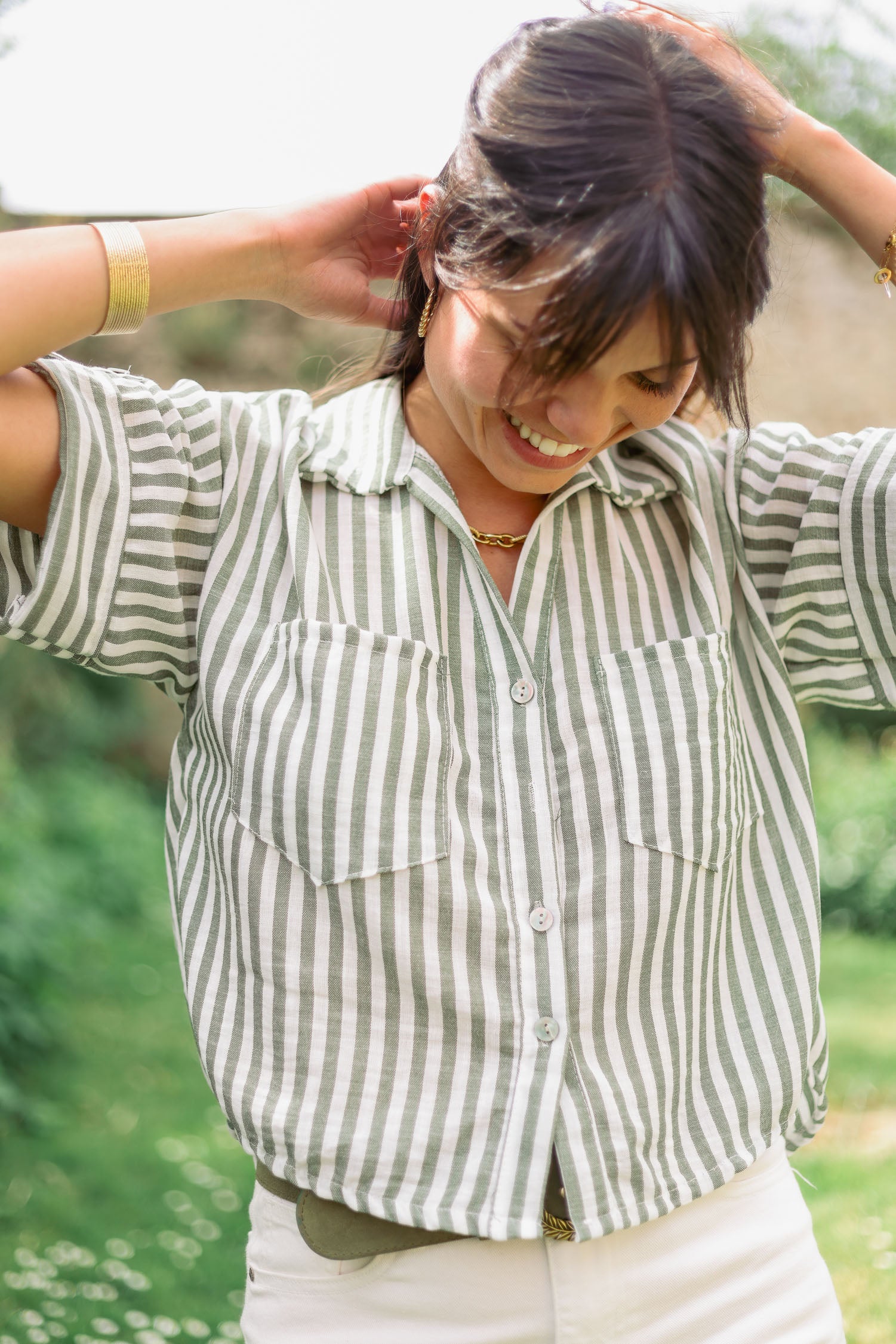 Chemise courte rayée