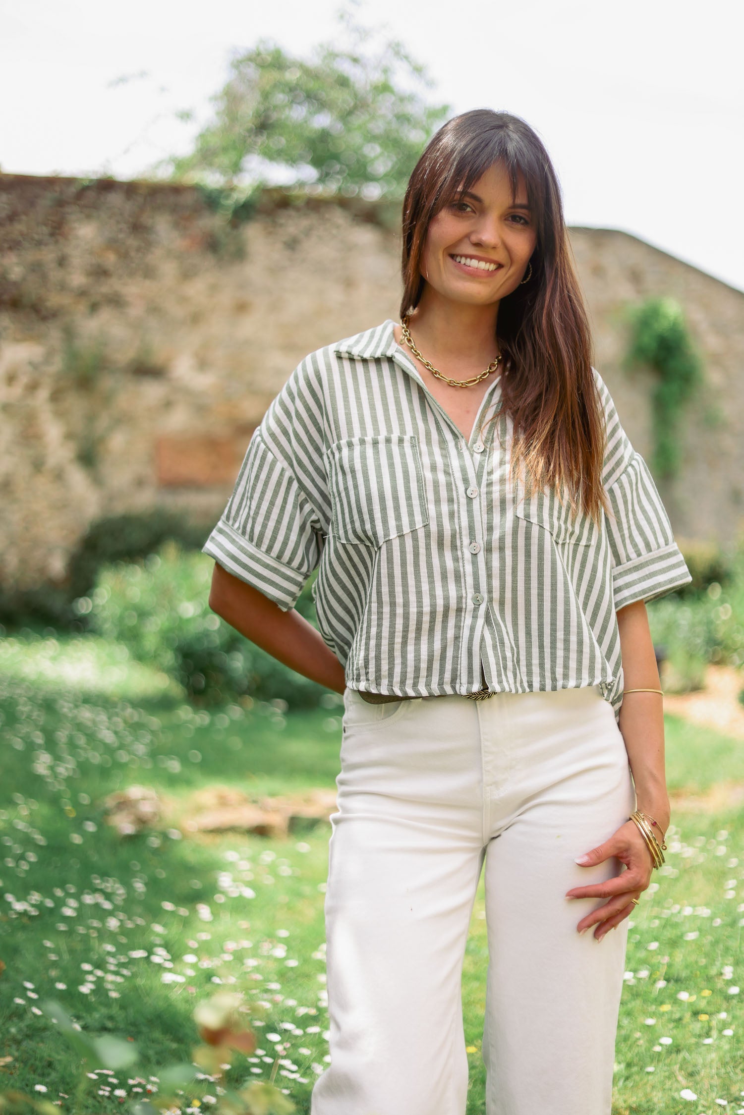 Chemise courte rayée