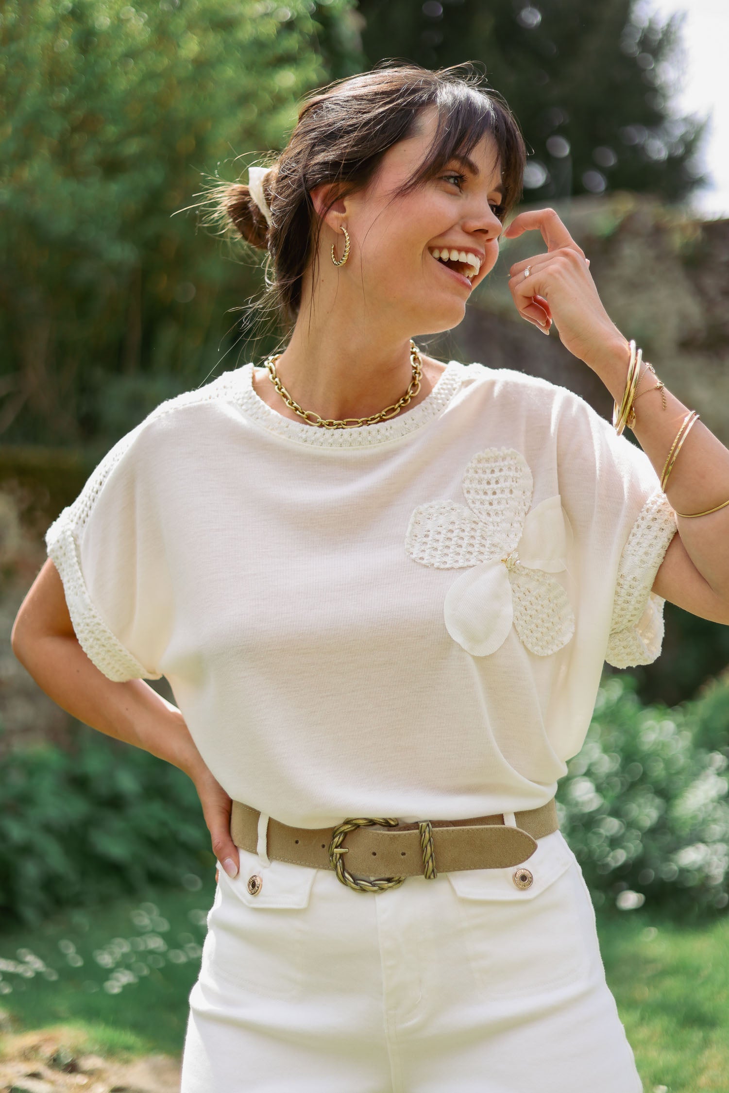 T-shirt fleur bijou