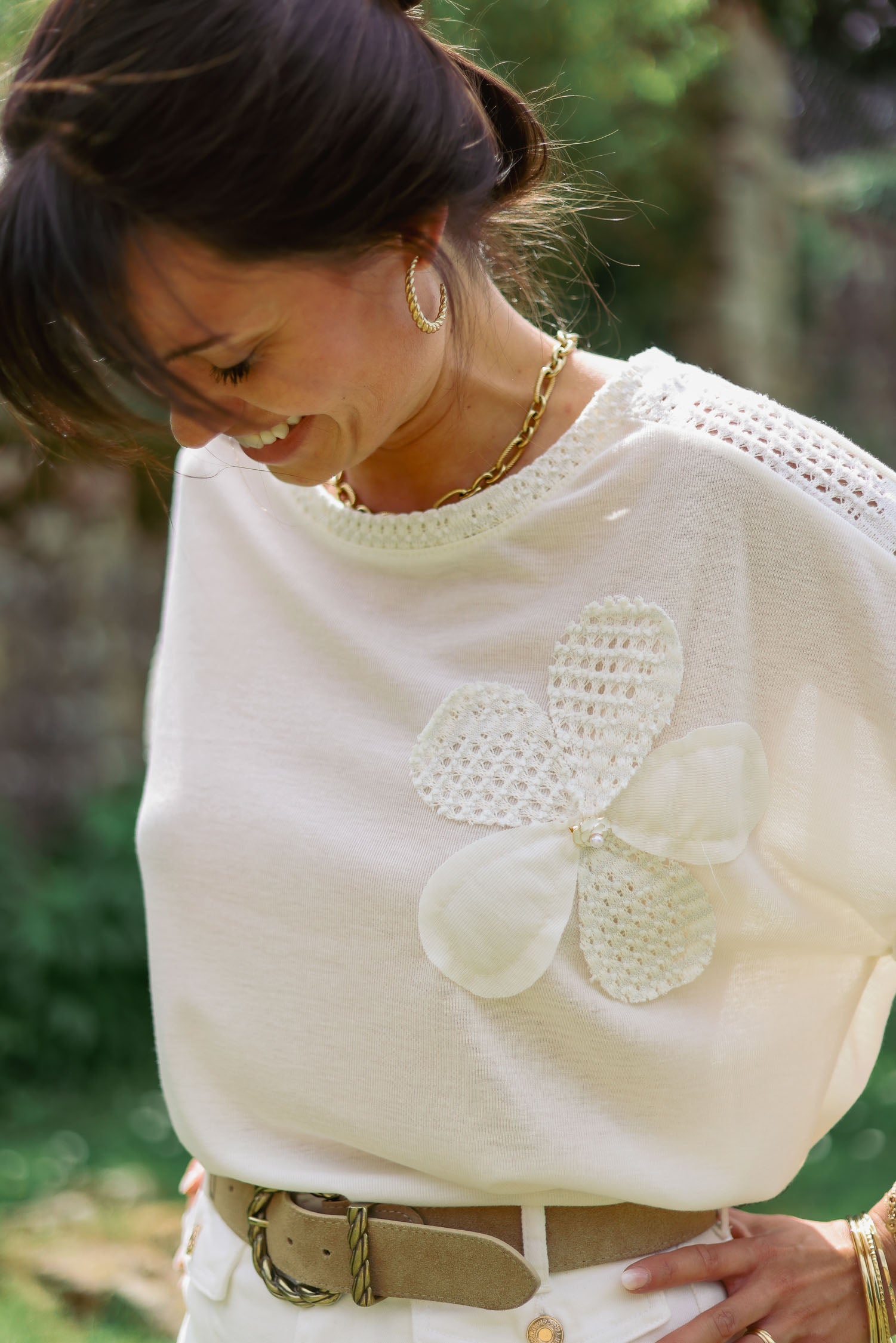 T-shirt fleur bijou