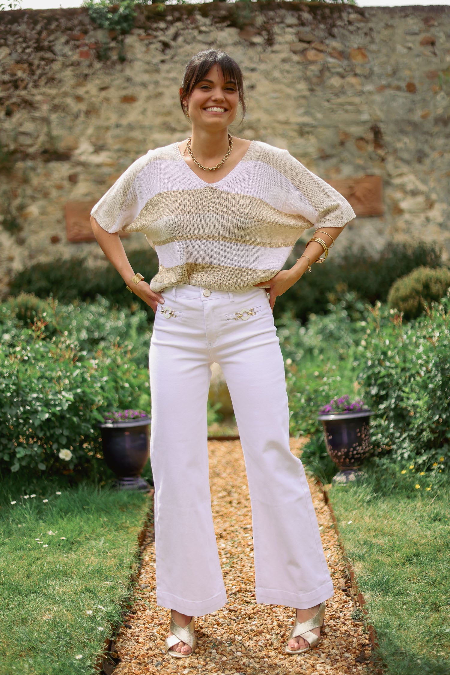 Pull larges rayures lurex