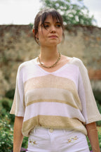 Pull larges rayures lurex