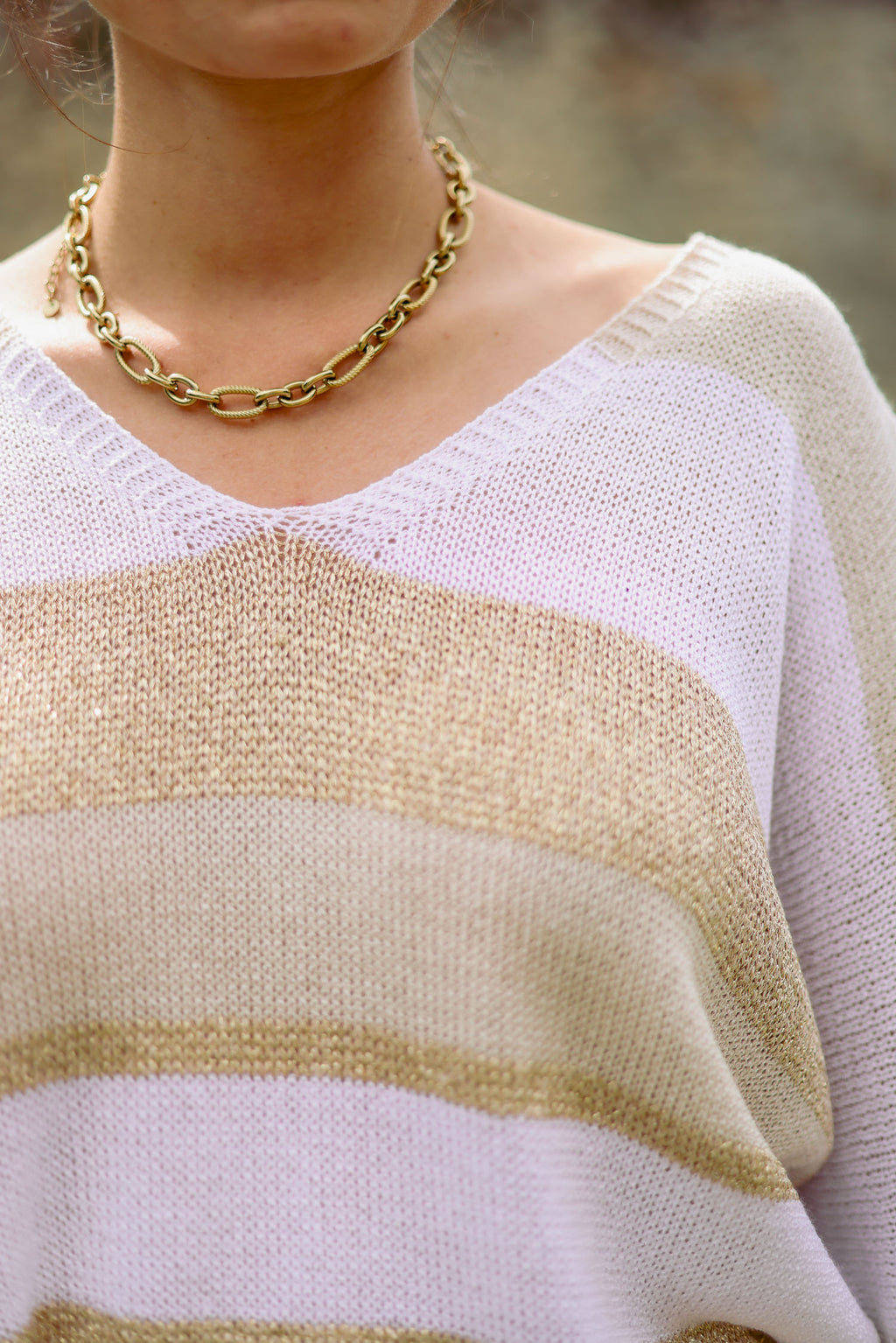 Pull larges rayures lurex