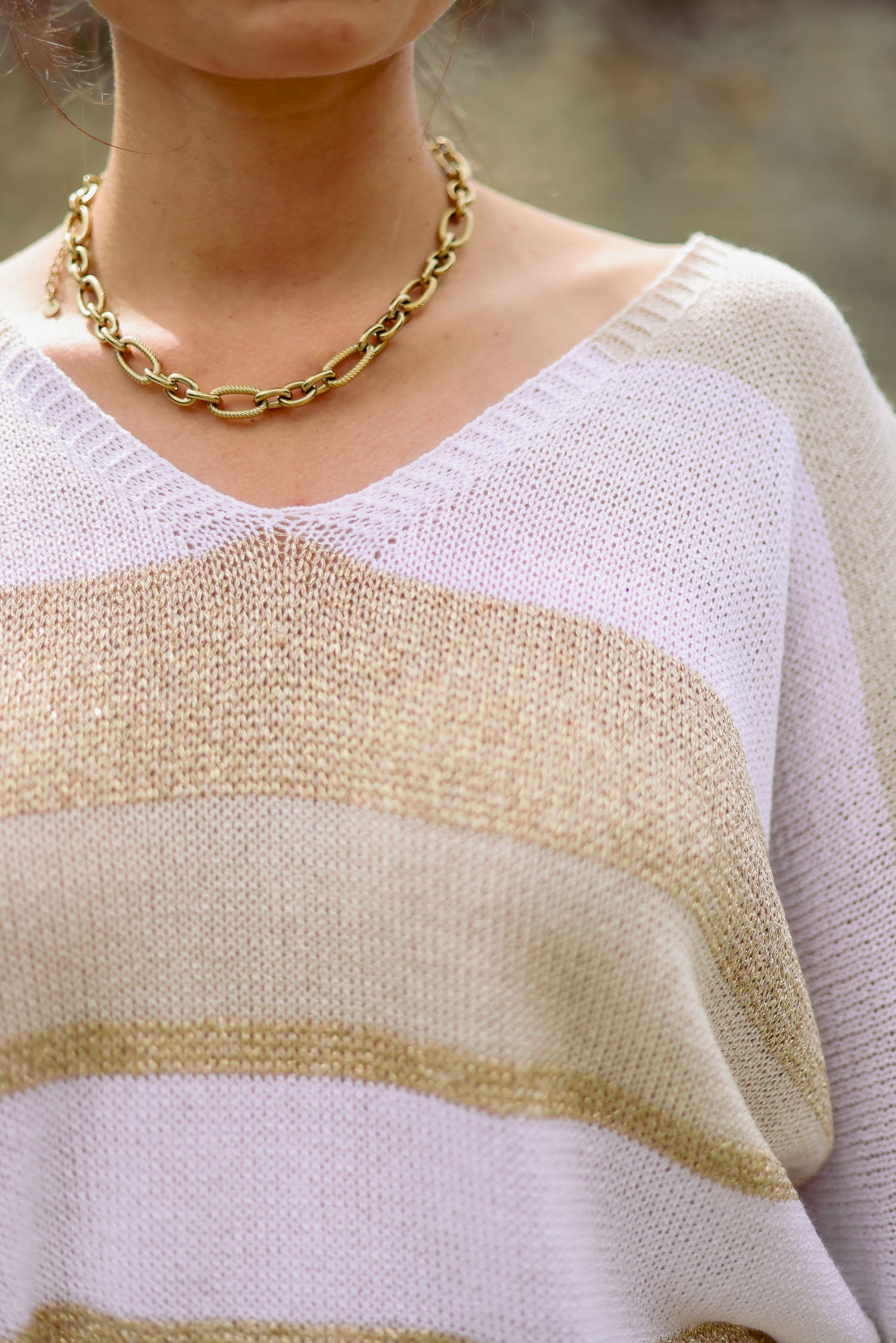 Pull larges rayures lurex