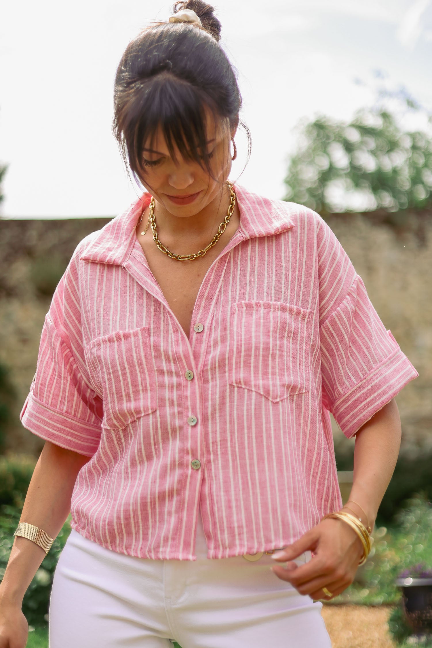 Chemise courte rayée