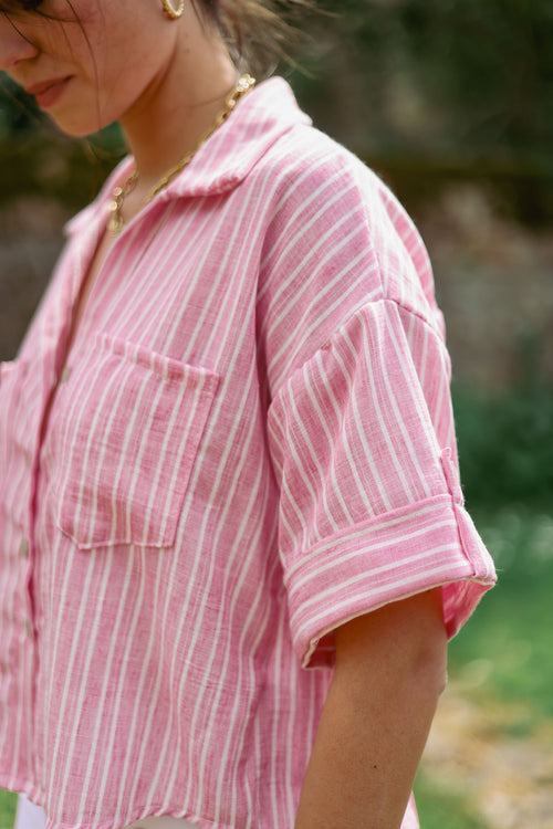 Chemise courte rayée