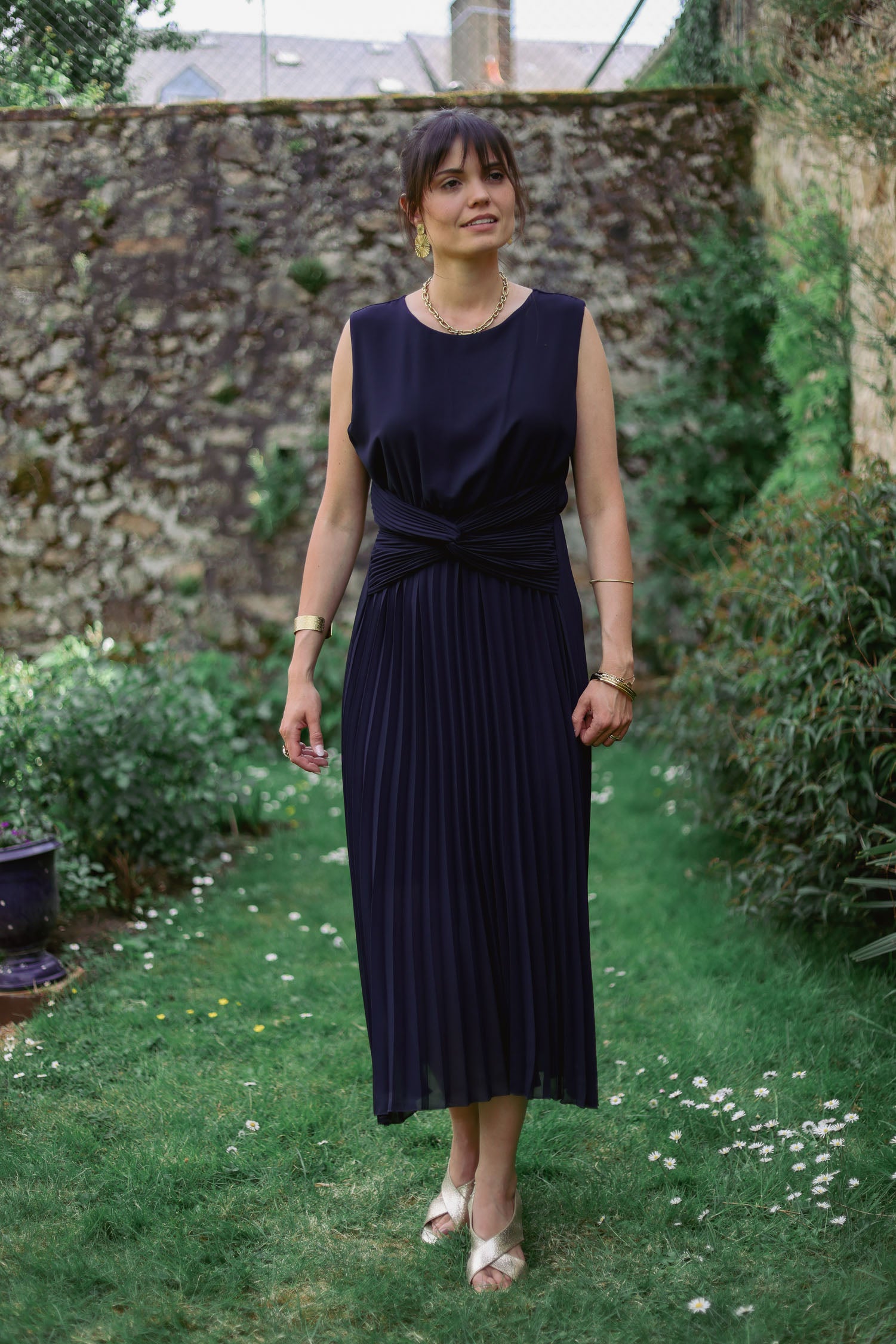 Robe plissée torsadée