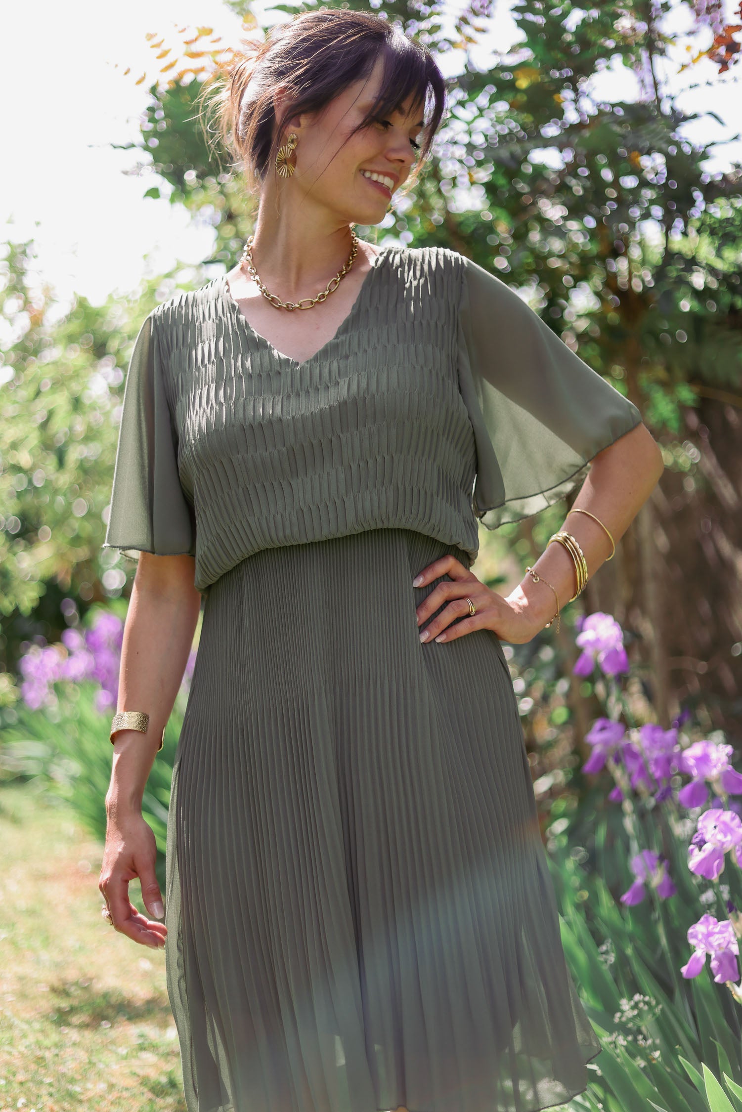 Robe courte plissée