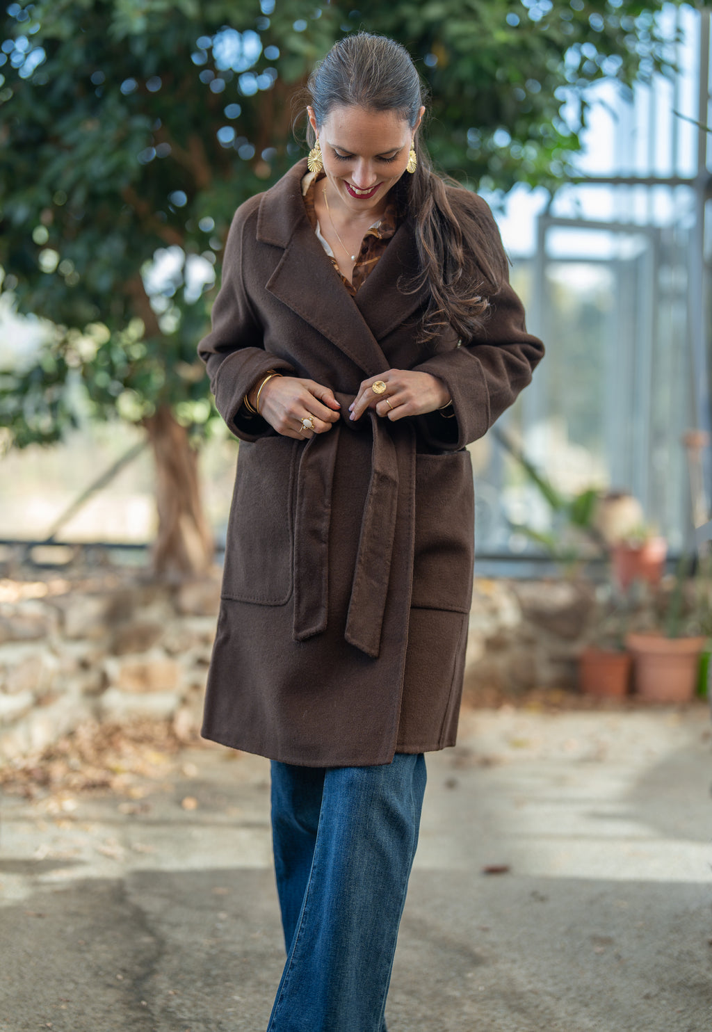 Manteau mi-long laine
