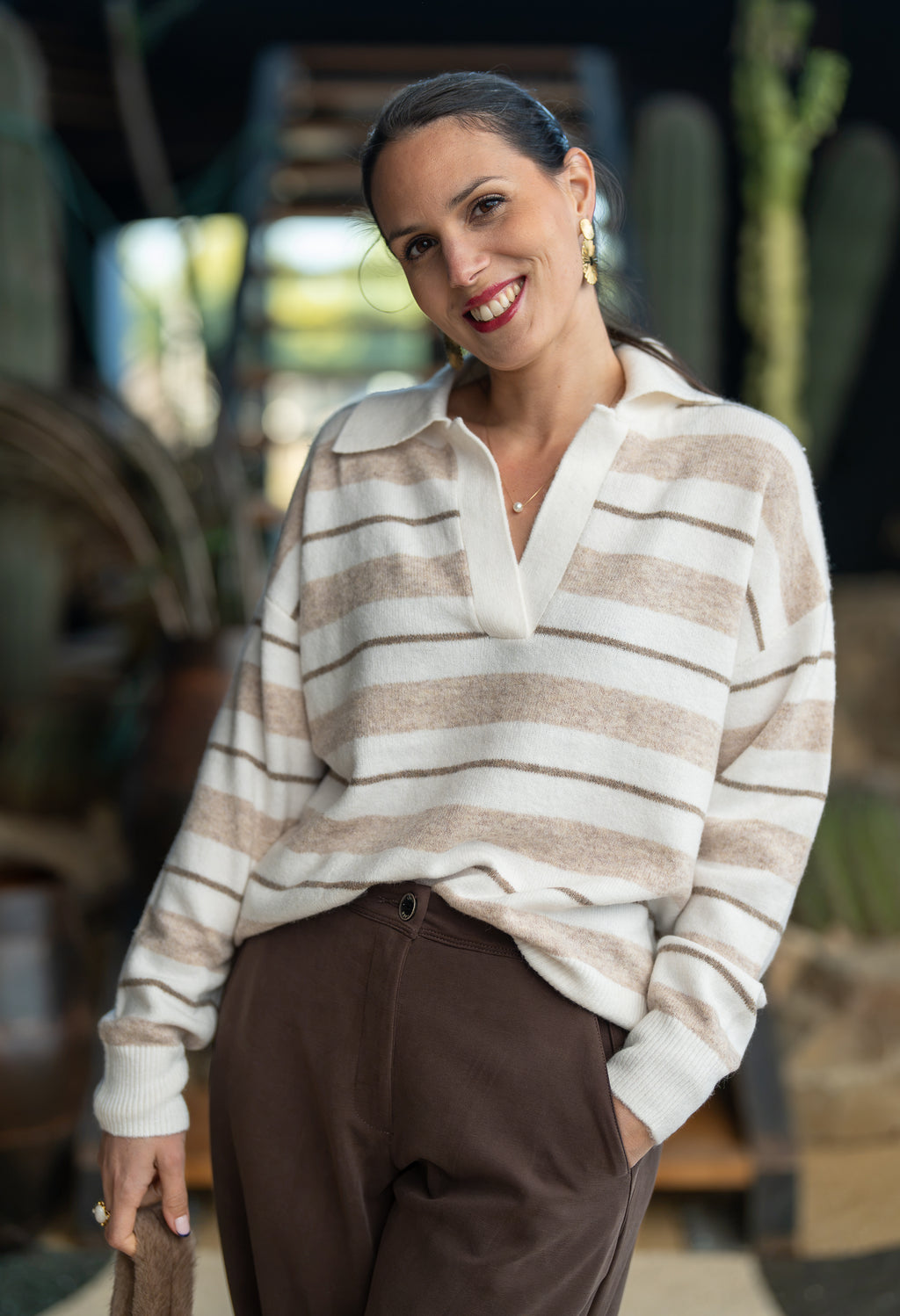Pull rayé polo